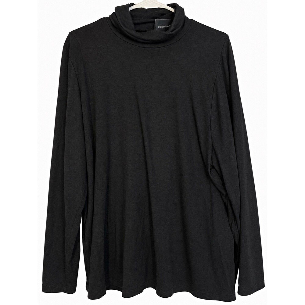 Lane Bryant Women’s Plus 26/28 Black Solid Turtleneck Long Sleeve Knit Top